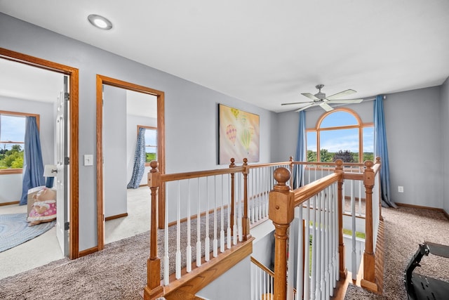 corridor featuring carpet floors and a wealth of natural light