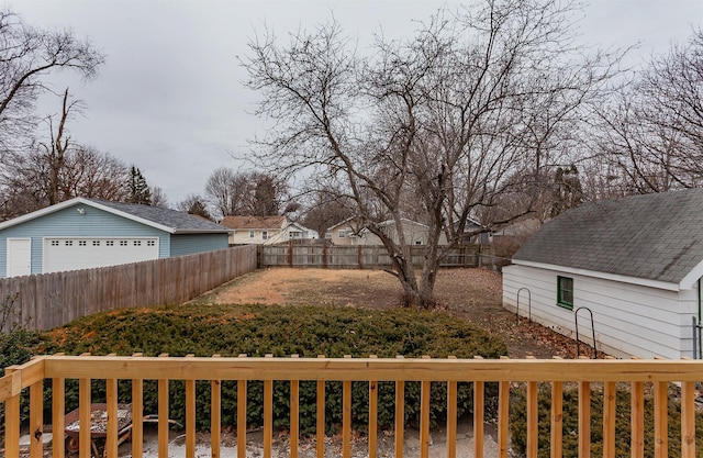 view of yard featuring a garage