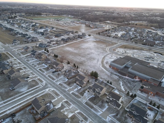 view of aerial view at dusk