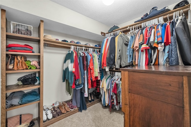 spacious closet with carpet flooring