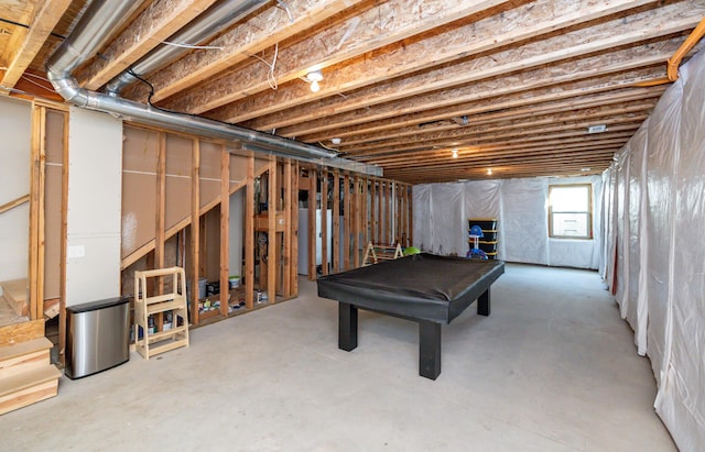 basement with pool table