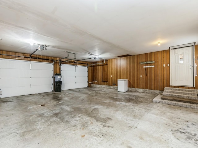 garage with wooden walls