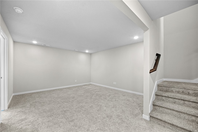 basement with carpet floors