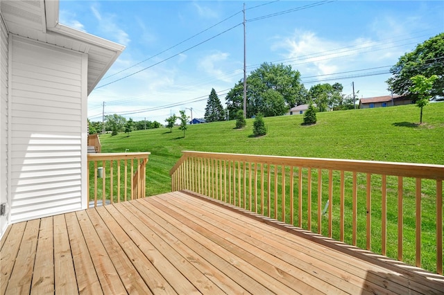 deck featuring a lawn