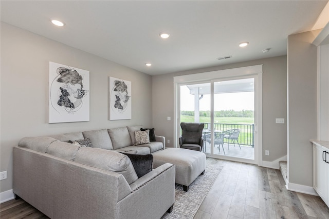 living room featuring light hardwood / wood-style flooring