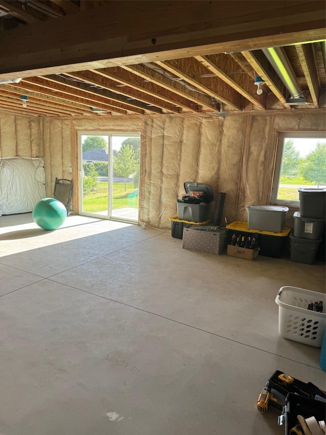 basement with a healthy amount of sunlight