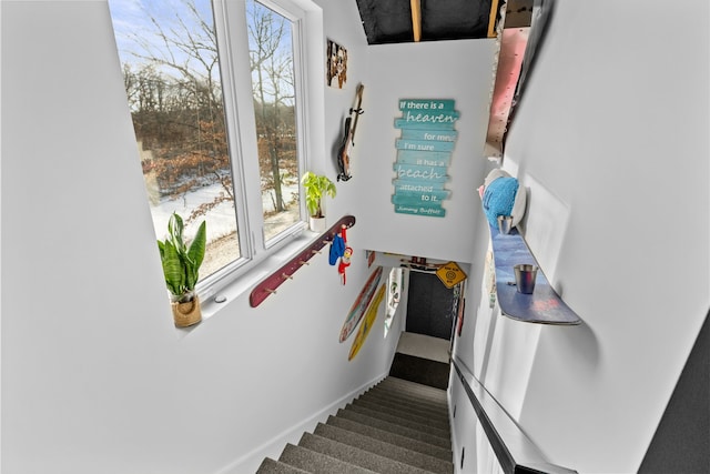 staircase with a wealth of natural light