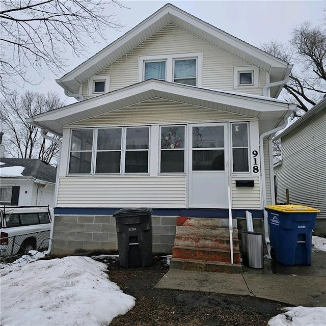 view of snow covered exterior