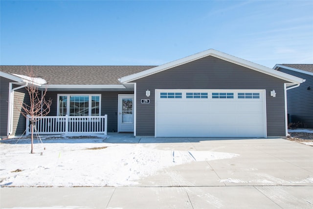 single story home with a garage