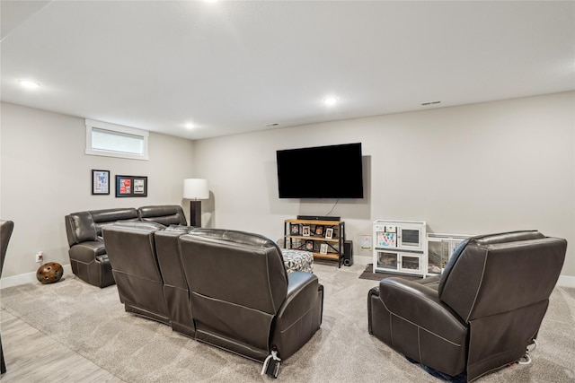 living room with light wood-type flooring