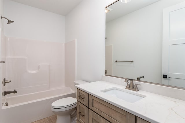 full bathroom featuring vanity, toilet, and shower / bath combination