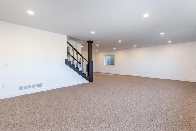 basement featuring carpet floors