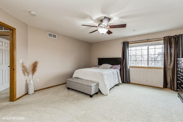 bedroom with carpet and ceiling fan