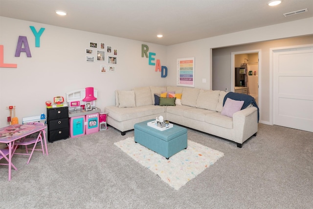 living room featuring carpet floors