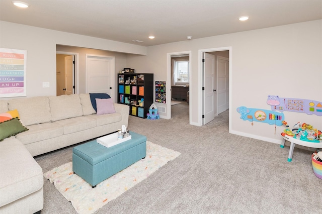 living room featuring carpet flooring