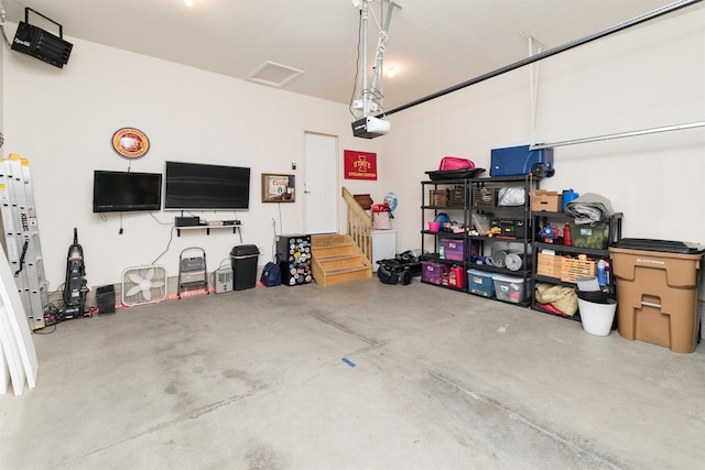 garage with a garage door opener