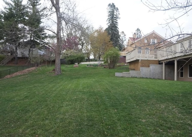 view of yard with a deck