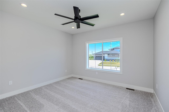 16217 Walnut Meadows Ct, Urbandale, IA 50323 - unfurnished room with recessed lighting, carpet flooring, baseboards, and ceiling fan