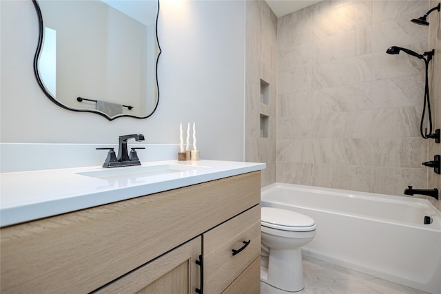 16217 Walnut Meadows Ct, Urbandale, IA 50323 - full bathroom featuring vanity, toilet, and shower / bathtub combination
