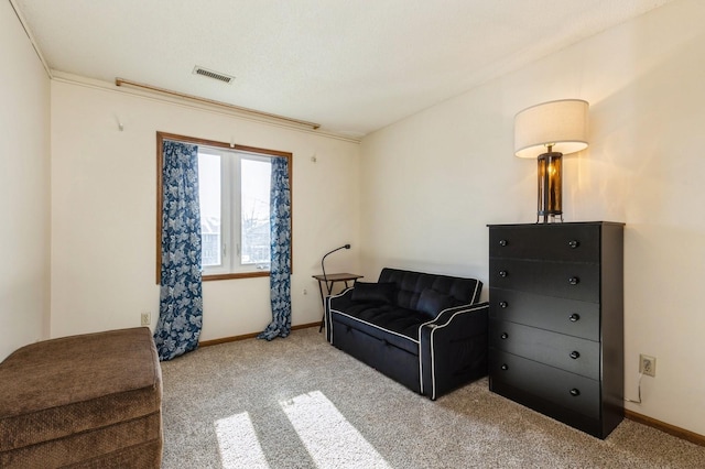 sitting room featuring carpet floors