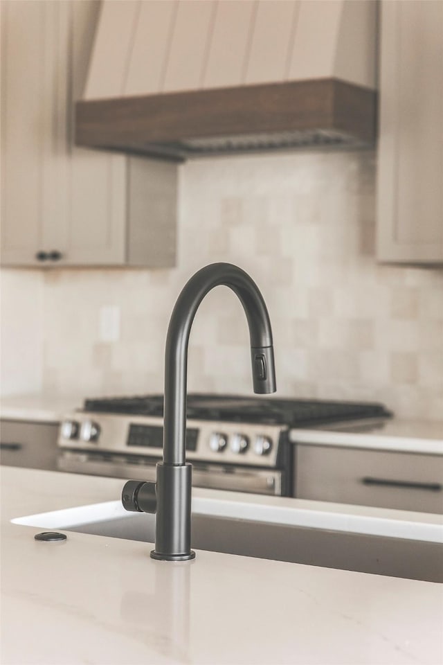 interior details featuring custom range hood