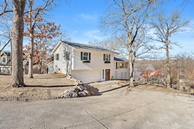 exterior space with a garage