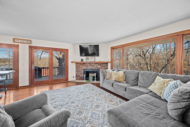 living room with hardwood / wood-style flooring