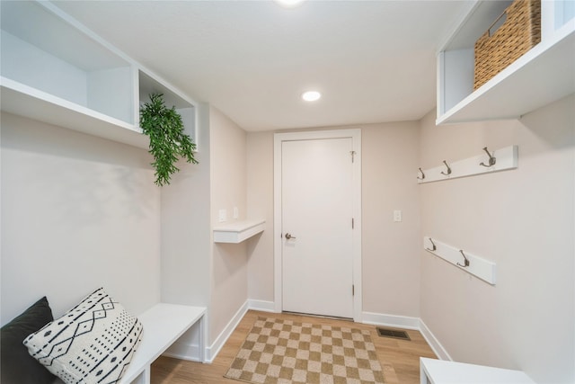 mudroom featuring light hardwood / wood-style flooring