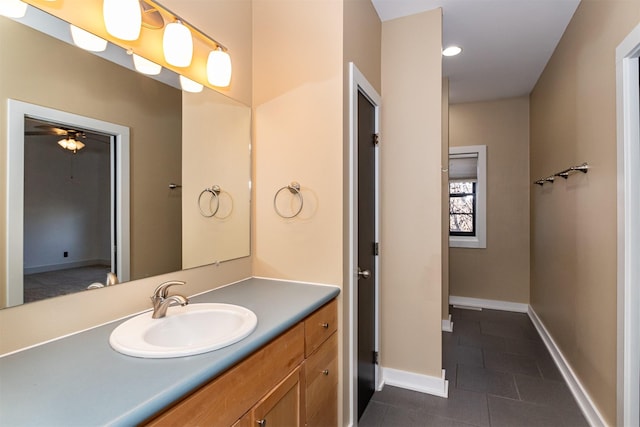 bathroom featuring vanity and tile patterned flooring