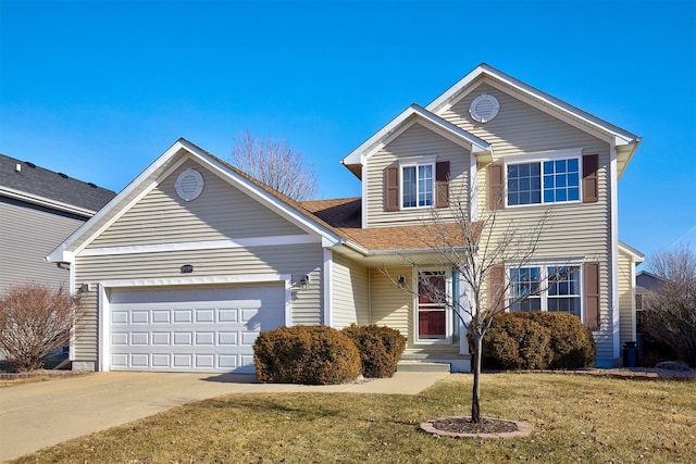 front of property with a garage and a front yard