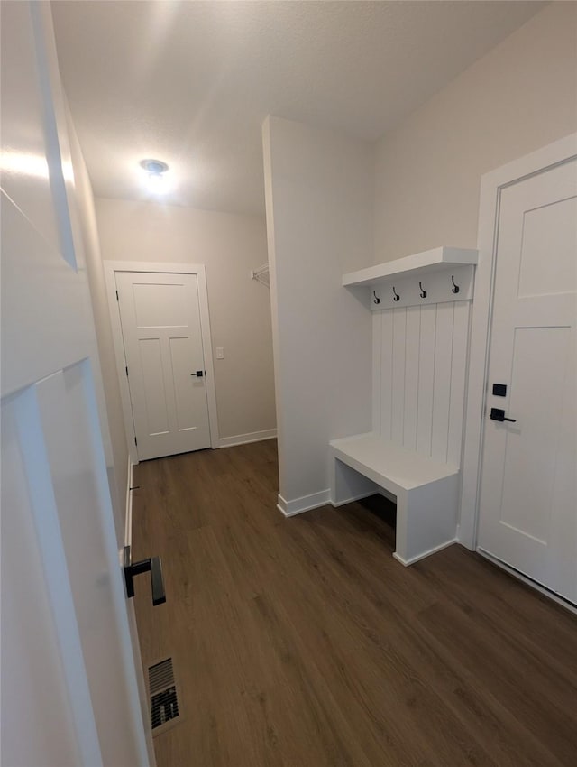 mudroom featuring dark hardwood / wood-style floors