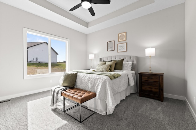1632 20th Ave SE, Altoona, IA 50009 - carpeted bedroom with baseboards, a ceiling fan, and a raised ceiling