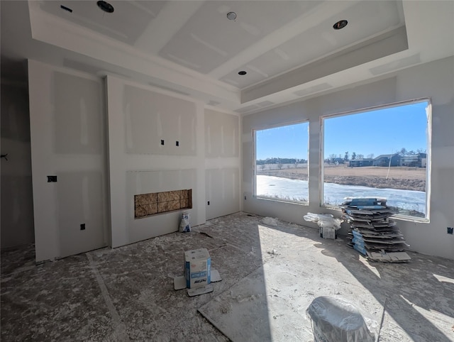 living room with a water view