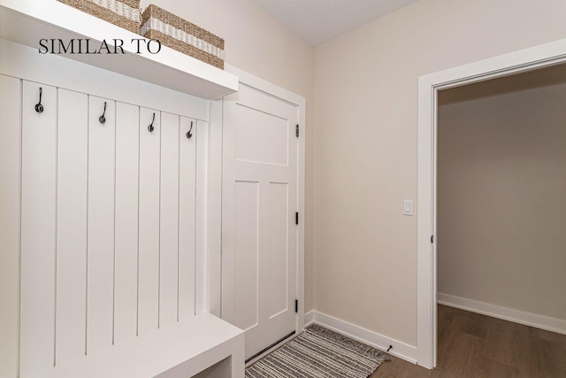 mudroom with dark hardwood / wood-style floors