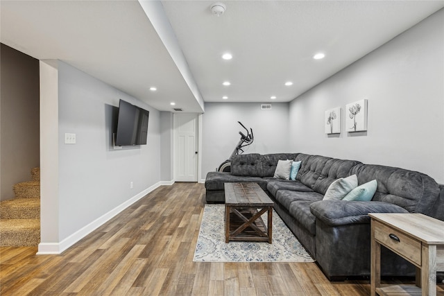 living room featuring wood-type flooring