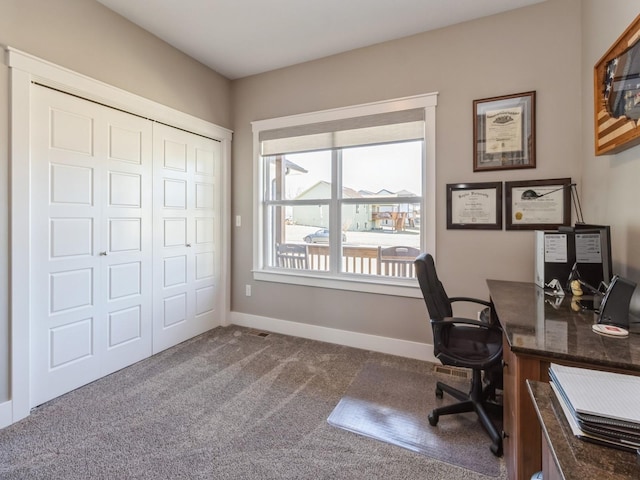 home office featuring carpet floors