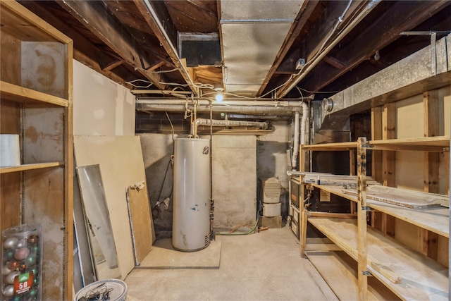 basement with water heater