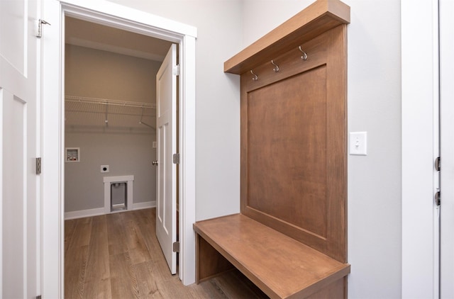 mudroom with light wood-type flooring