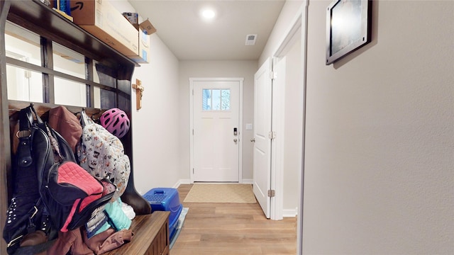 mudroom with light wood-type flooring