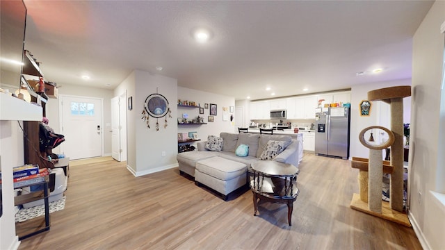 living room with light wood-type flooring