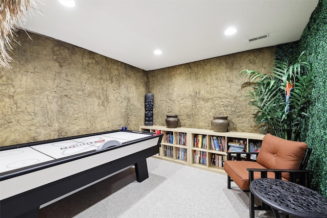 game room featuring carpet flooring