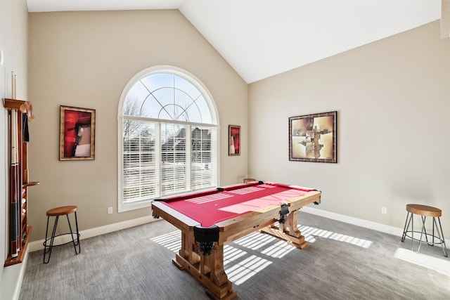 recreation room featuring a wealth of natural light, carpet floors, and pool table