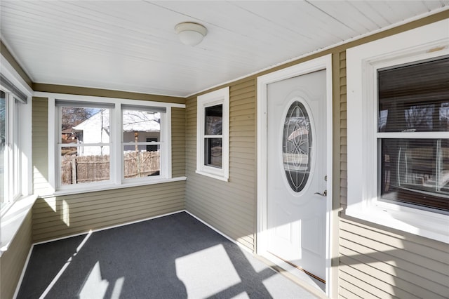 view of unfurnished sunroom