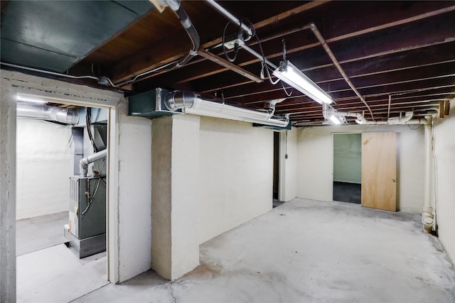 basement with heating unit