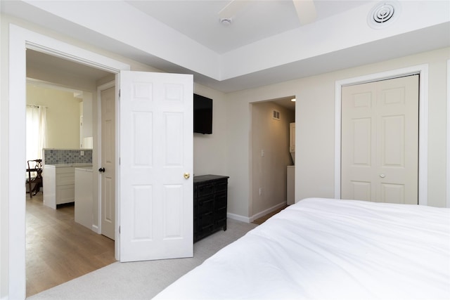 bedroom with light hardwood / wood-style floors