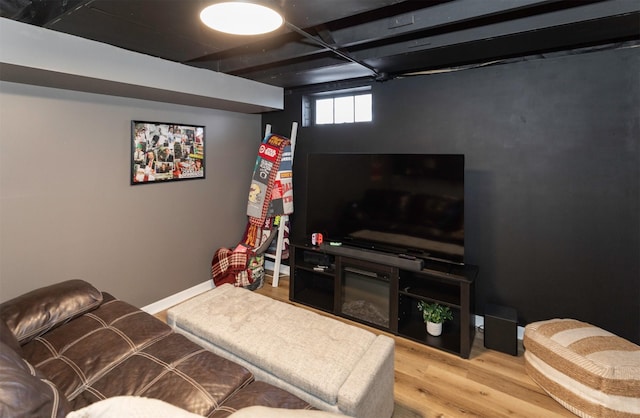 living room with wood-type flooring