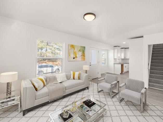 living room featuring light hardwood / wood-style flooring