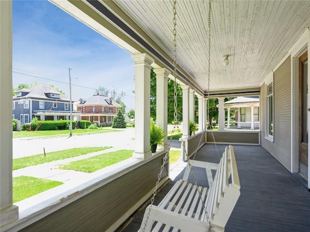 deck with covered porch