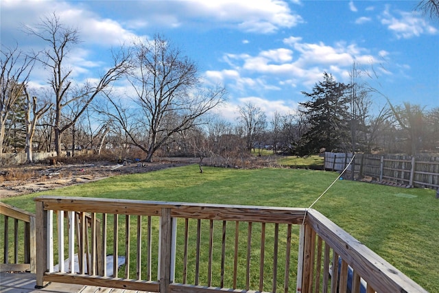 wooden deck with a lawn