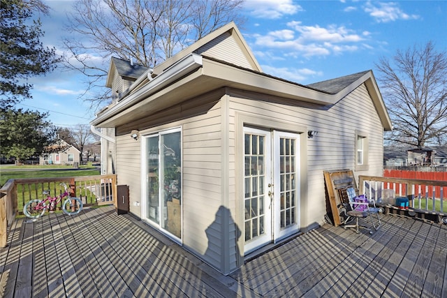 wooden deck with french doors